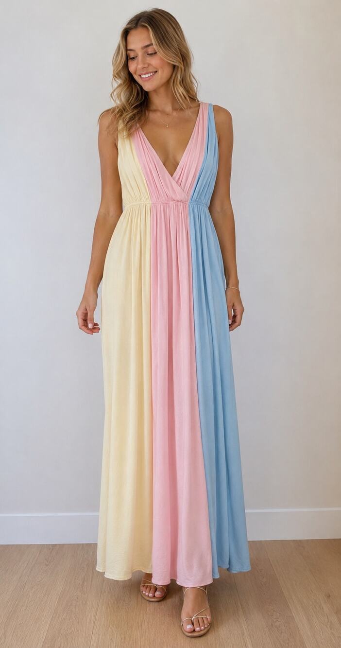 Audrey Parks + Francescas Pastel Stripe Maxi Dress Womens Size Small Boho Chic